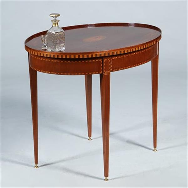 Grote foto mahonie louis seize stijl theetafel ca 1910 eeuw ingelegd met satijn hulst en noten no.361801 antiek en kunst stoelen en banken