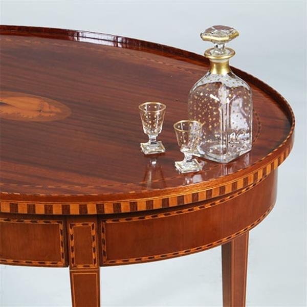 Grote foto mahonie louis seize stijl theetafel ca 1910 eeuw ingelegd met satijn hulst en noten no.361801 antiek en kunst stoelen en banken