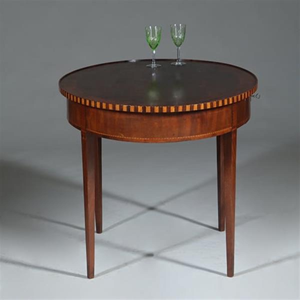 Grote foto mahonie theetafel ca 1865 louis seize stijl met lade ingelegd met satijn en ebben no.361820 antiek en kunst stoelen en banken