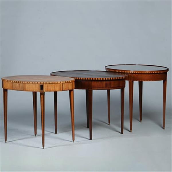 Grote foto mahonie theetafel ca 1865 louis seize stijl met lade ingelegd met satijn en ebben no.361820 antiek en kunst stoelen en banken