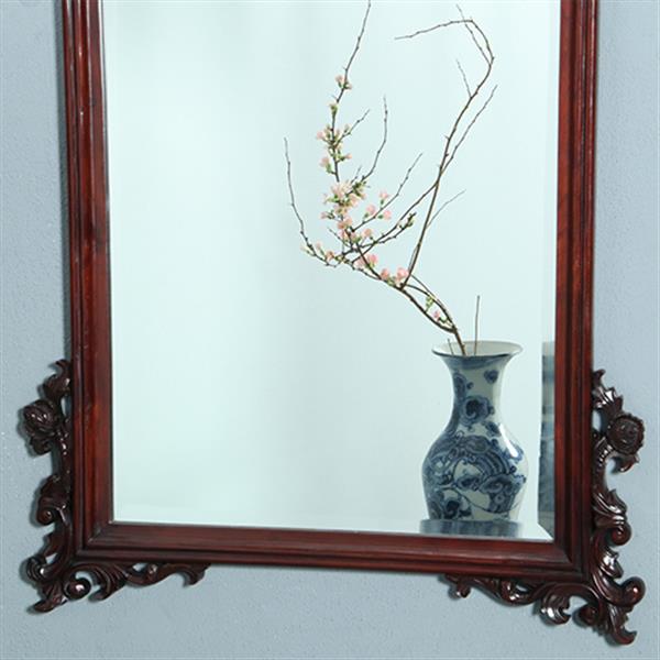 Grote foto getoogde mahonie schouwspiegel met gestoken onderhoeken en kroon no.361835 antiek en kunst spiegels