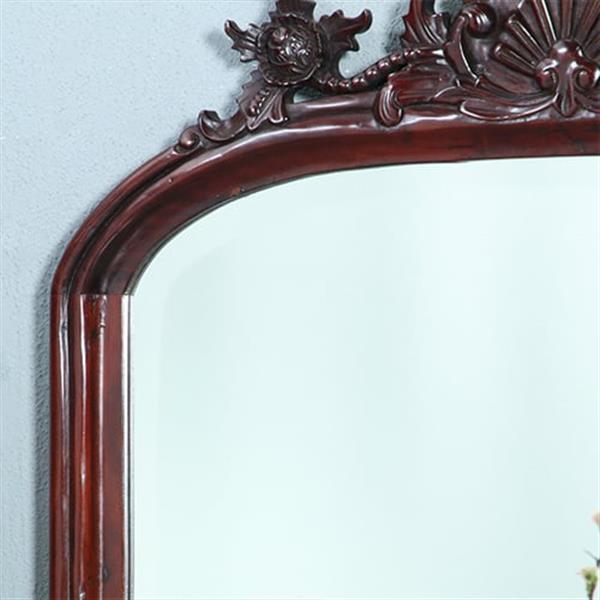 Grote foto getoogde mahonie schouwspiegel met gestoken onderhoeken en kroon no.361835 antiek en kunst spiegels