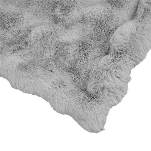 Grote foto vidaxl neppels konijnenbont deken olite 4 pcs grijs 240 x 270 cm huis en inrichting bedden
