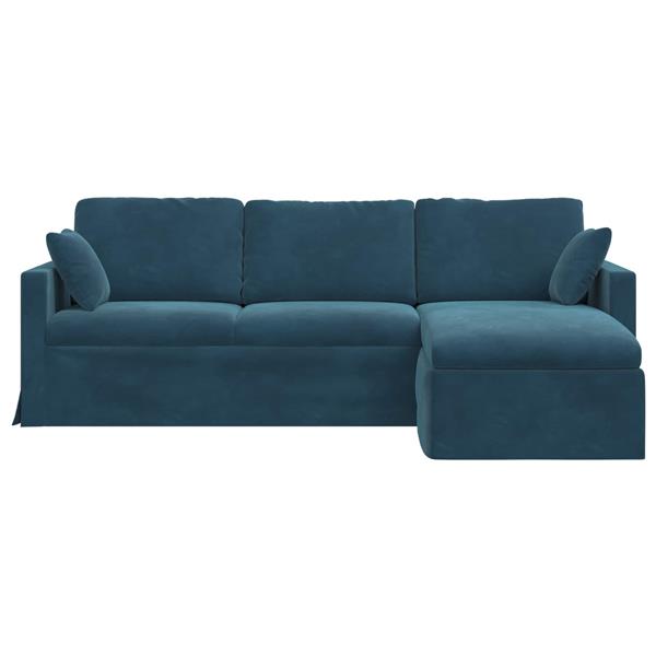 Grote foto vidaxl bank blauw 198 x 134 x 80 cm fluweel huis en inrichting bankstellen