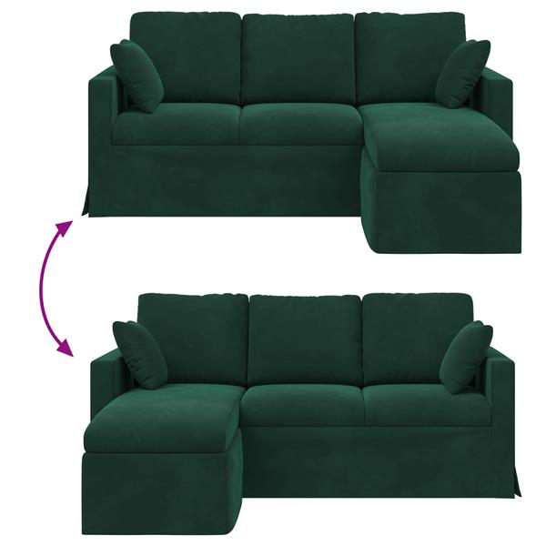 Grote foto vidaxl bank donkergroen 198 x 134 x 80 cm fluweel huis en inrichting bankstellen