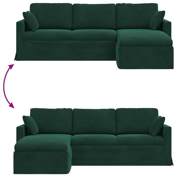 Grote foto vidaxl bank donkergroen 198 x 134 x 80 cm fluweel huis en inrichting bankstellen