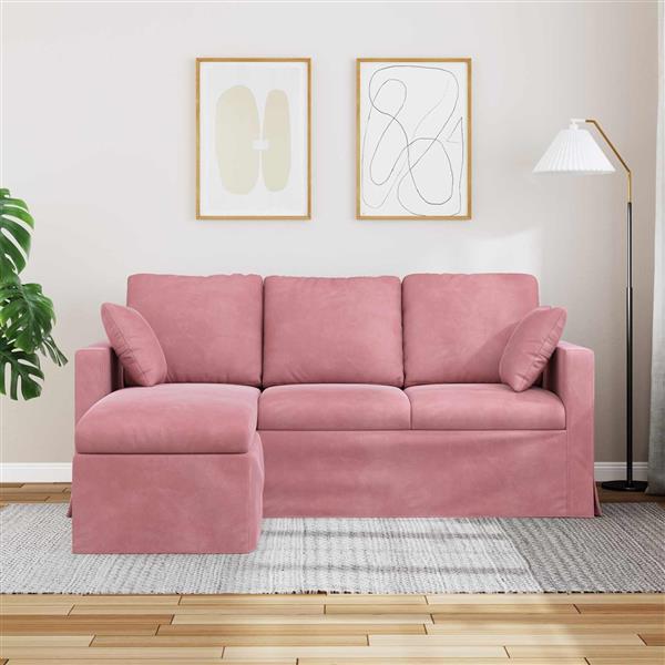 Grote foto vidaxl bank roze 198 x 134 x 80 cm fluweel huis en inrichting bankstellen