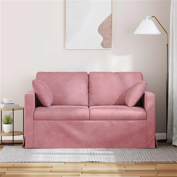 Grote foto vidaxl bank roze 138 x 78 x 80 cm fluweel huis en inrichting bankstellen