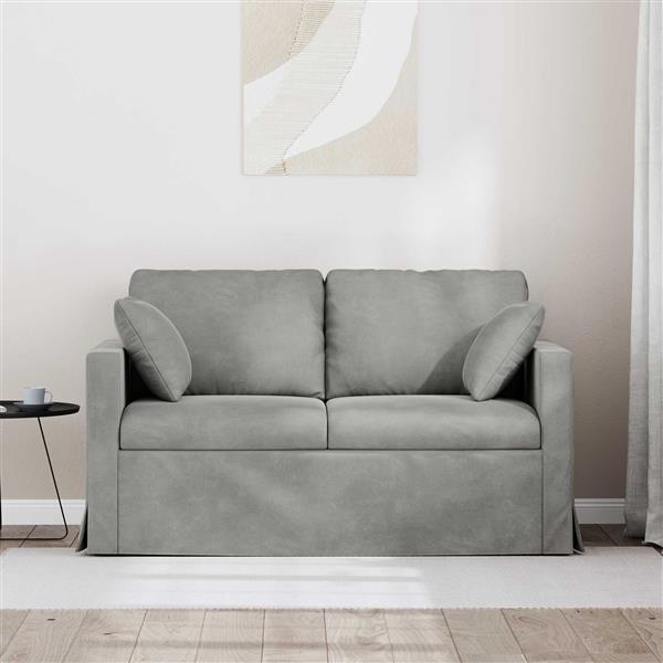 Grote foto vidaxl bank lichtgrijs 138 x 78 x 80 cm fluweel huis en inrichting bankstellen