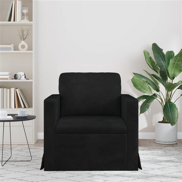 Grote foto vidaxl bank zwart 78 x 78 x 80 cm fluweel huis en inrichting bankstellen