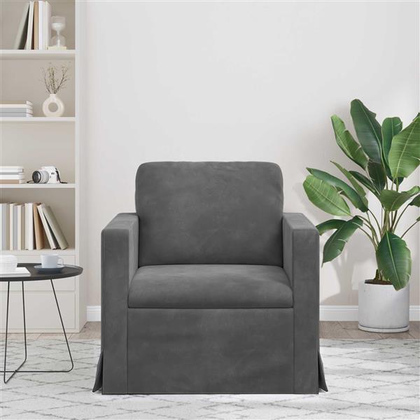 Grote foto vidaxl bank donkergrijs 78 x 78 x 80 cm fluweel huis en inrichting bankstellen