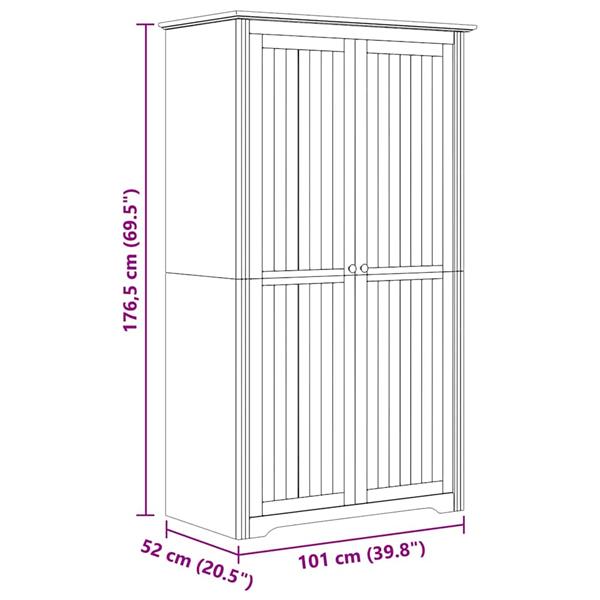 Grote foto vidaxl kledingkast bodo honingbruin 53 5 x 99 x 173 cm bewerkt hout huis en inrichting overige