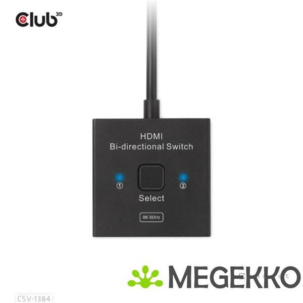 Grote foto club3d hdmi 2 in 1 bi directional switch for 8k60hz or 4k120hz computers en software netwerkkaarten routers en switches