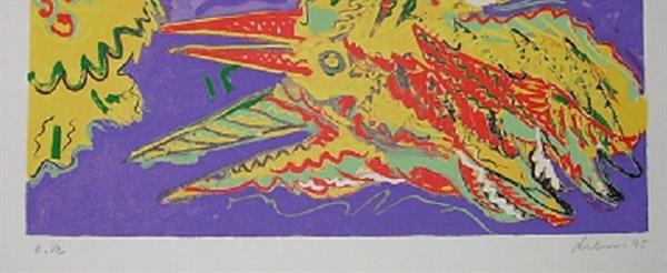 Grote foto peter diem bird symphony antiek en kunst litho en zeefdrukken