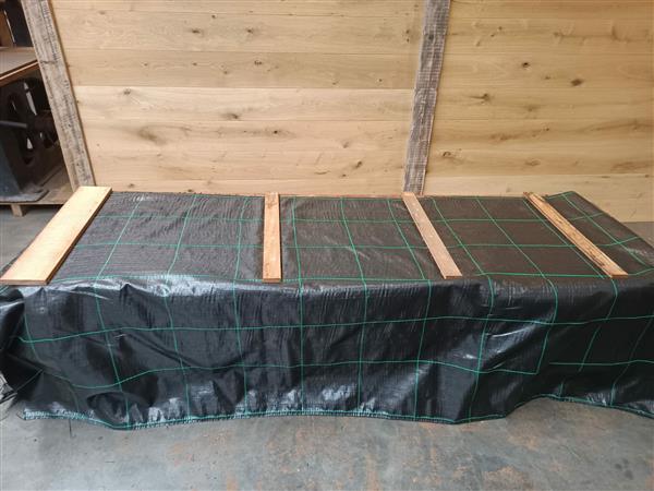 Grote foto 80 cm hoog en 250 cm lang hardhouten beschoeiingschot geschroefd en gronddoek doe het zelf en verbouw hout en planken