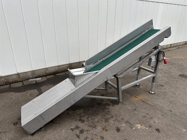 Grote foto opvoerband roestvrij staal met vlakke transportband 290 x 30 cm doe het zelf en verbouw afvalverwerking