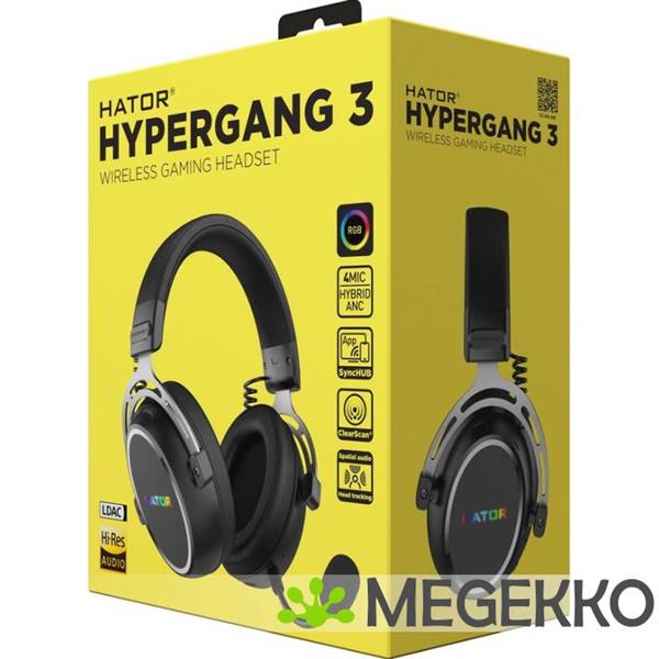 Grote foto hator hypergang 3 wireless noise cancelling rgb gaming headset zwart audio tv en foto koptelefoons