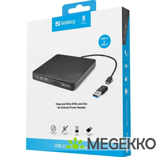Grote foto sandberg usb c a dvd drive computers en software overige computers en software
