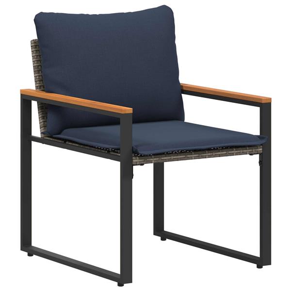 Grote foto vidaxl meubelsets met kussen 3 pcs grijs en marineblauw rattan tuin en terras tuinmeubelen