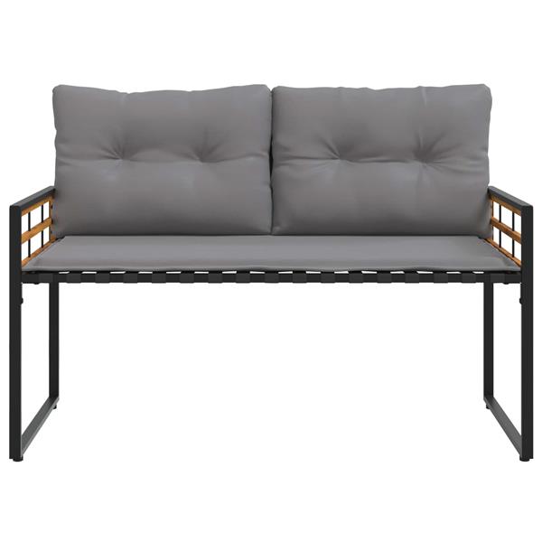 Grote foto vidaxl houten laag bank met kussen effen lichtgrijs 114 x 55 x 77 cm tuin en terras tuinmeubelen