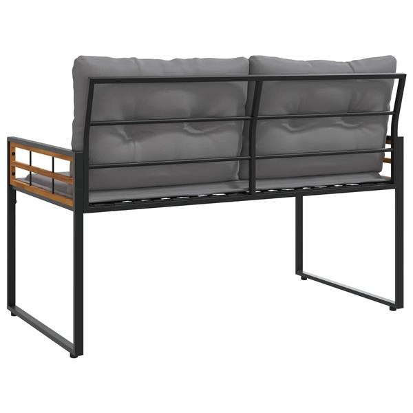 Grote foto vidaxl houten laag bank met kussen effen lichtgrijs 114 x 55 x 77 cm tuin en terras tuinmeubelen