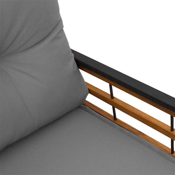 Grote foto vidaxl houten laag bank met kussen effen lichtgrijs 114 x 55 x 77 cm tuin en terras tuinmeubelen