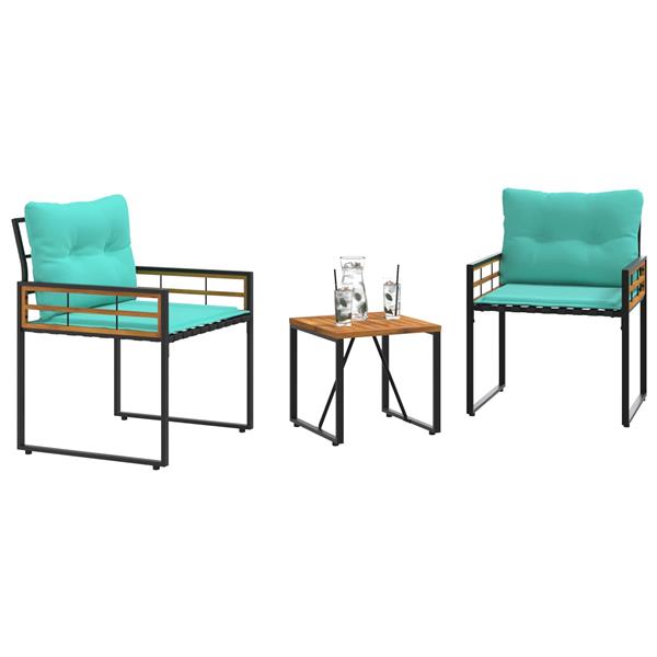 Grote foto vidaxl buitenmeubelset met kussen 3 pcs turquoise tuin en terras tuinmeubelen