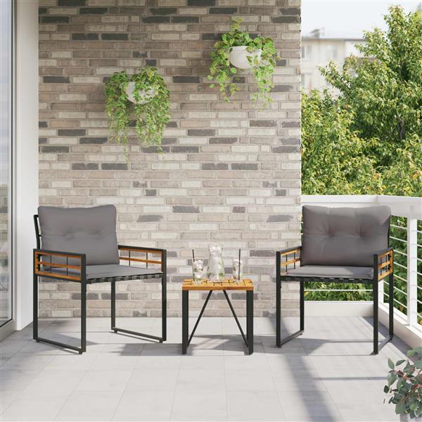 Grote foto vidaxl buitenmeubelset met kussen 3 pcs lichtgrijs tuin en terras tuinmeubelen