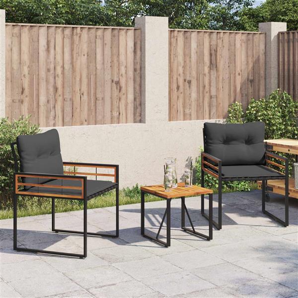 Grote foto vidaxl buitenmeubelset met kussen 3 pcs middelgrijs tuin en terras tuinmeubelen