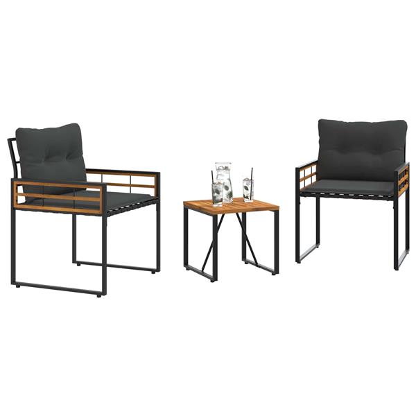 Grote foto vidaxl buitenmeubelset met kussen 3 pcs middelgrijs tuin en terras tuinmeubelen