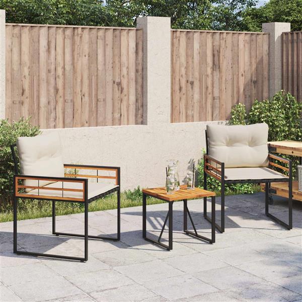 Grote foto vidaxl buitenmeubelset met kussen 3 pcs cr me tuin en terras tuinmeubelen