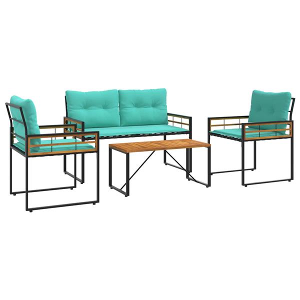 Grote foto vidaxl buitenmeubelset met kussen 4 pcs turquoise tuin en terras tuinmeubelen