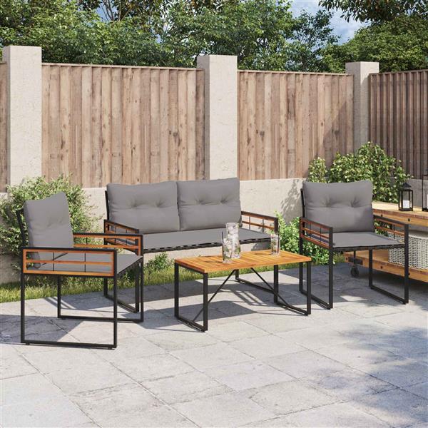 Grote foto vidaxl buitenmeubelset met kussen 4 pcs lichtgrijs tuin en terras tuinmeubelen