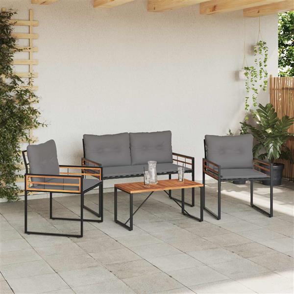 Grote foto vidaxl buitenmeubelset met kussen 4 pcs lichtgrijs tuin en terras tuinmeubelen