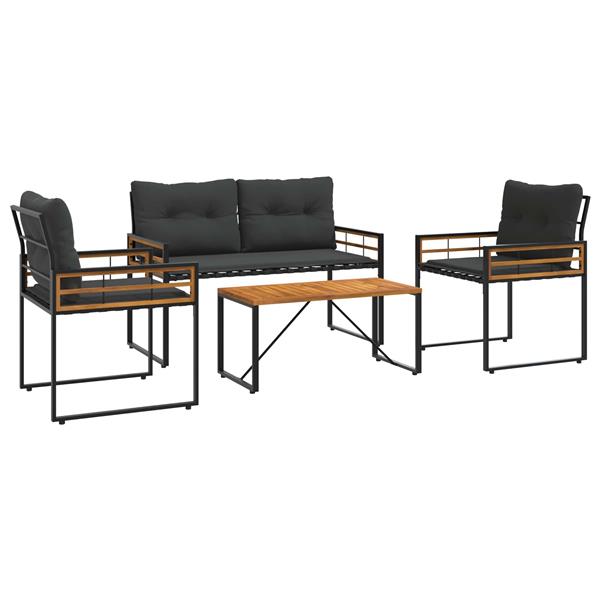 Grote foto vidaxl buitenmeubelset met kussen 4 pcs middelgrijs tuin en terras tuinmeubelen