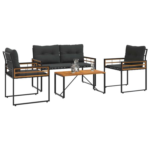 Grote foto vidaxl buitenmeubelset met kussen 4 pcs middelgrijs tuin en terras tuinmeubelen