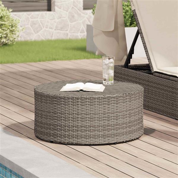 Grote foto vidaxl salontafel voor buiten grijs 68 x 30 cm polyrotan tuin en terras tuinmeubelen
