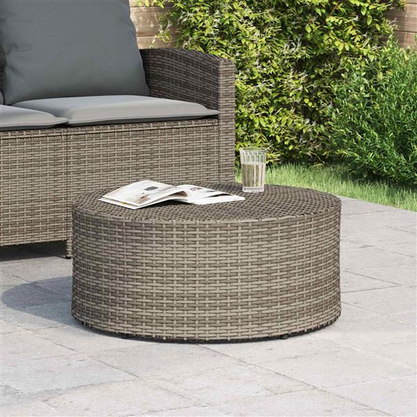 Grote foto vidaxl salontafel voor buiten grijs 68 x 30 cm polyrotan tuin en terras tuinmeubelen