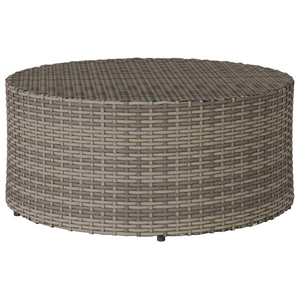 Grote foto vidaxl salontafel voor buiten grijs 68 x 30 cm polyrotan tuin en terras tuinmeubelen