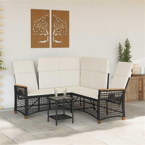 Grote foto vidaxl tuin ligbank set zwart en cream wit 164 x 164 x 112 cm tuin en terras tuinmeubelen