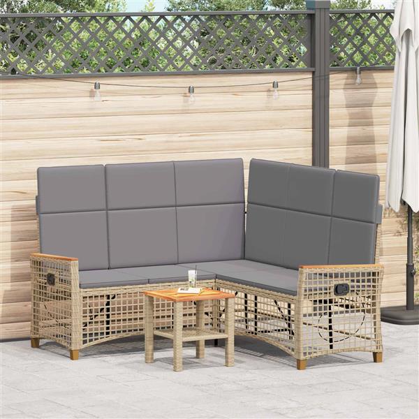 Grote foto vidaxl tuin ligbankset beige en licht grijs 164 x 164 x 112 cm tuin en terras tuinmeubelen