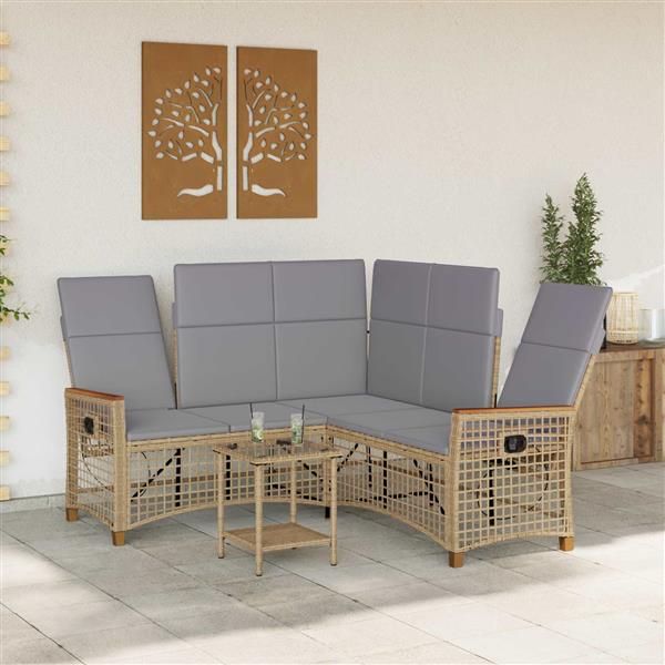 Grote foto vidaxl tuin ligbankset beige en licht grijs 164 x 164 x 112 cm tuin en terras tuinmeubelen