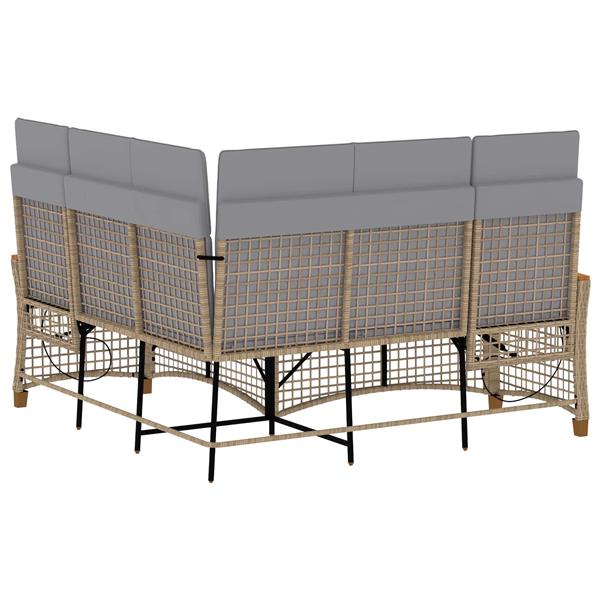 Grote foto vidaxl tuin ligbankset beige en licht grijs 164 x 164 x 112 cm tuin en terras tuinmeubelen