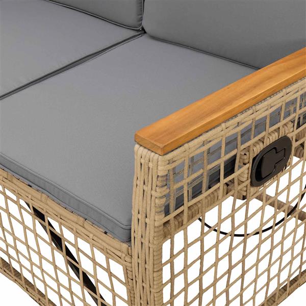 Grote foto vidaxl tuin ligbankset beige en licht grijs 164 x 164 x 112 cm tuin en terras tuinmeubelen