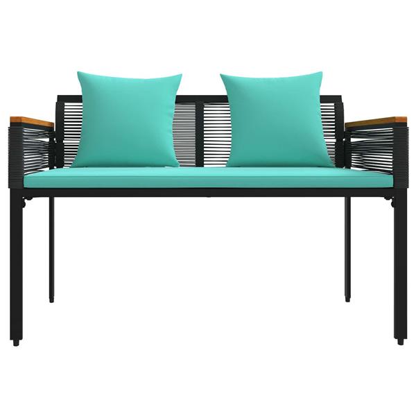 Grote foto vidaxl tuinbank zwart en turquoise 117 x 54 x 74.5 cm poly rattan tuin en terras tuinmeubelen