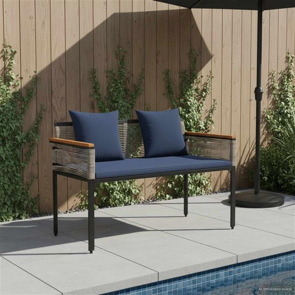 Grote foto vidaxl tuinbank grijs en marineblauw 117 x 54 x 74.5 cm poly rattan tuin en terras tuinmeubelen