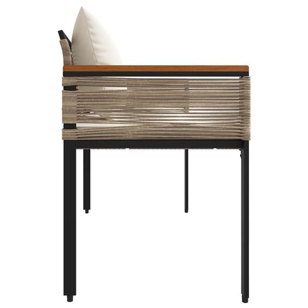 Grote foto vidaxl tuinbank beige en cr me wit 117 x 54 x 74.5 cm poly rattan tuin en terras tuinmeubelen