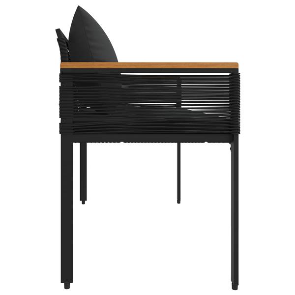 Grote foto vidaxl tuinbank met kussen zwart 117 x 54 x 74.5 cm poly rattan tuin en terras tuinmeubelen