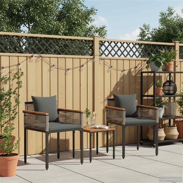 Grote foto vidaxl buitenmeubelset met kussen 3 pcs grijs en donkergrijs pe rattan tuin en terras tuinmeubelen