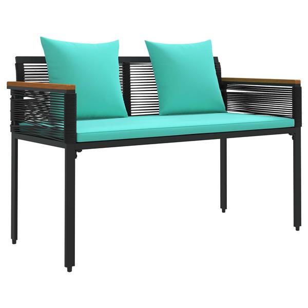 Grote foto vidaxl buitenmeubelset met kussen 4 pcs zwart en turquoise pe rattan tuin en terras tuinmeubelen
